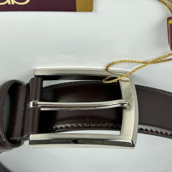 Alfa Perry Belt Mens‎ Genuine Leather Brown Stitched Dress Classic - Picture 5 of 9